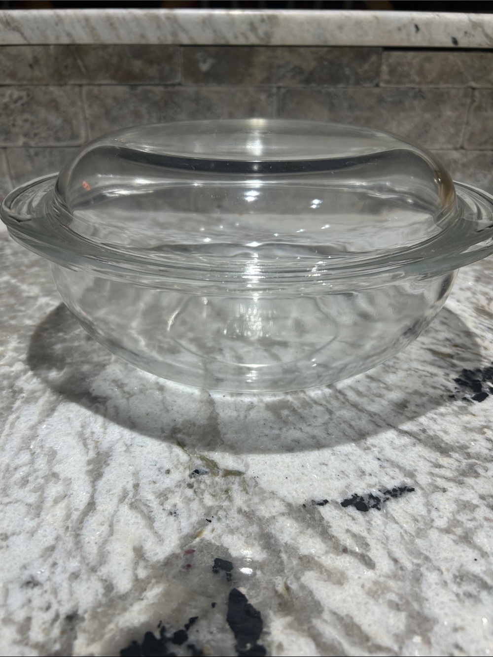 Vintage Pyrex 024 2 Qt Clear Glass Round Casserole Dish with Lid